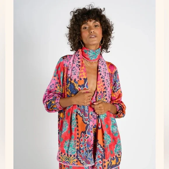 Rhum Raisin Colorful Patterned Scarf - Picture 5 of 6